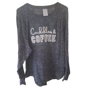 Secret Treasures Cuddles & Coffee Long Sleeve Gray Top